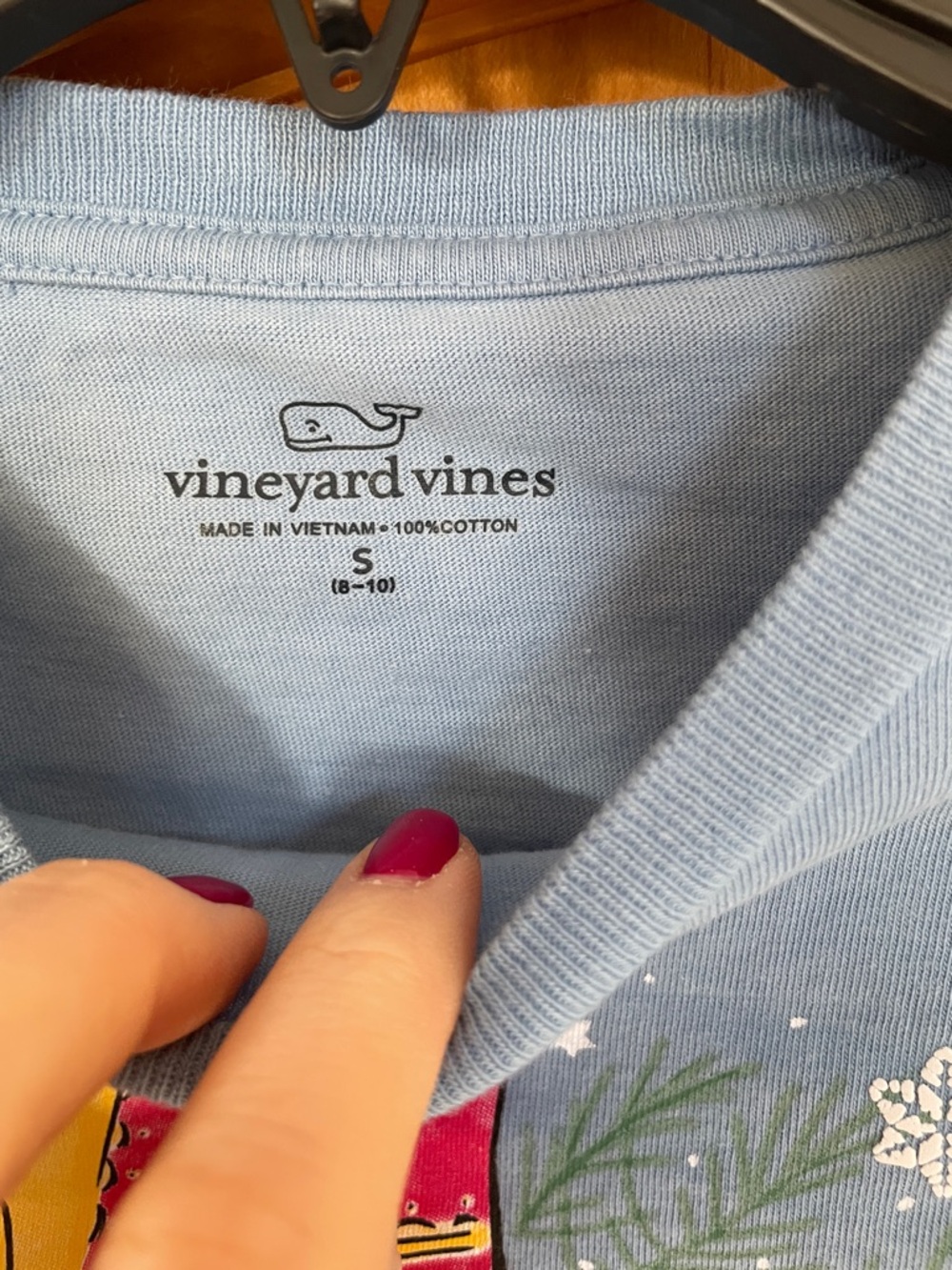 RARE FUZZY Vineyard Vines Light Blue Long-Sleeve Holiday Whale Tee Nutcracker S - Picture 4 of 7